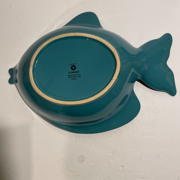 Stoneware Teal Colored Fish Bowl - Picture 2 of 6